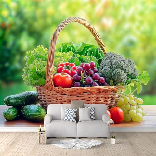 Papel Tapiz Fotográfico Fotomurale Frutas Y Verduras 250 x 175 cm Art Mural Cafe Restaurant Dormitorio Decoración para el Hoga Murales Papel Pintado a Papel Fotomural Dormitorio