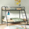RELAX4LIFE Metal Bunk Bed, Single Over Double Loft Bed Frame with Ladder, Full-length Guardrails & Under-Bed Storage, Space-Saving Slatted High Sleeper for Teens Adults, No Box Spring Needed (Black)