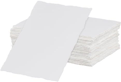 HONYUET 50 Blatt A6 handgemachtes Aquarellpapier, 300 GSM weißes Baumwollpapier mit Büttenrand, 10 x 15 cm