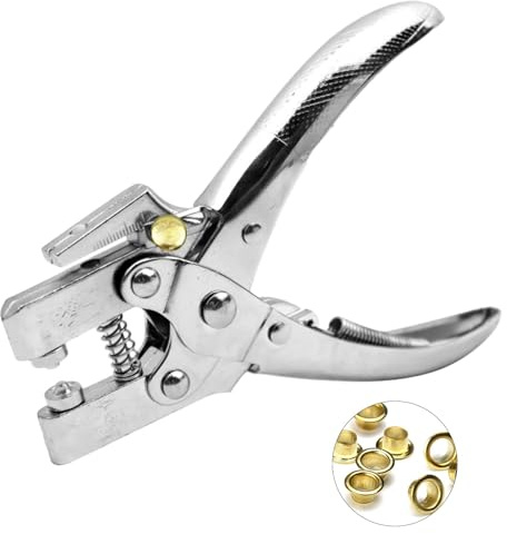 Eyelet Punch Kit with Pliers and Eyelets, 20cm/7.9inch Leather Belt Grommet Tool with 100Pcs 4.8mm Gold Grommets for Paper Cardboard Leather Belt Cloth Thin Plastic Metal Stud Punch Kit