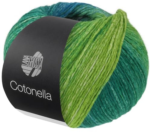LANA GROSSA Cotonella | Weiches, bedrucktes Kettengarn aus unmercerisierter Pima Baumwolle | Handstrickgarn aus 100% Baumwolle (Pima) | 100g Wolle zum Stricken & Häkeln | 280m Garn FB 17