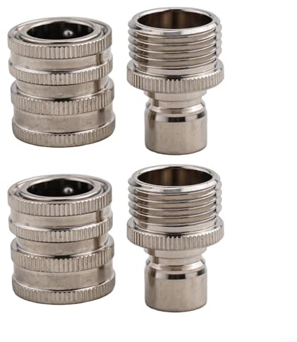 4 Stück Gartenschlauch Schnellverbinder Set, 3/4 Zoll Edelstahl Stecker und Buchse Adapter für Hochdruckreiniger-Pumpe, Wasserschlauch, Wasserhahn, Handsprüher, Rasensprenger
