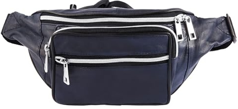 Steinmeister Unisex Tasche - Unisextasche aus Leder in Blau mit Reißverschluss