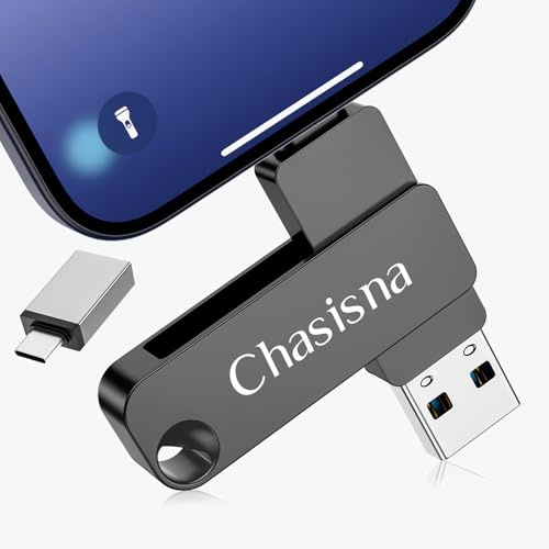 Chasisna 128 GB Chiavetta USB per Phone/OTG Andriod/Pad/Mac/tablet/PC | 3 in 1 Chiavetta USB iPhone/2Pad/PC/Android Senza App Chiavetta Per iPhone per Scaricare Foto e Video