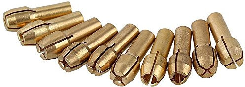 Paor 10 Pcs 4.3mm Shank 0.5-3.2mm Brass Collet Drill Chuck Fits Dremel Rotary Tools Electric Grinding Drill Collect Chuck Holder 0.5-3.2mm