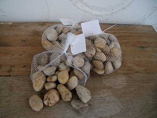 3 Kilo Flusssteine Dekosteine Zierkies Flusskiesel Creme 3-6 cm