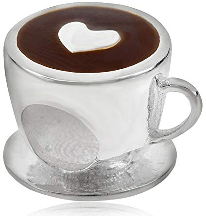 Abalorio de plata de ley 925 con forma de taza de café para pulsera Pandora (B)