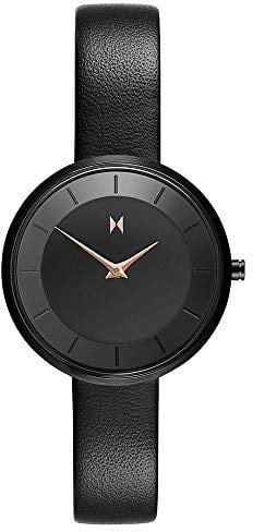 MVMT Analog Quarzuhr für Damen mit Schwarzes Lederarmband - D-FB01-BLBL