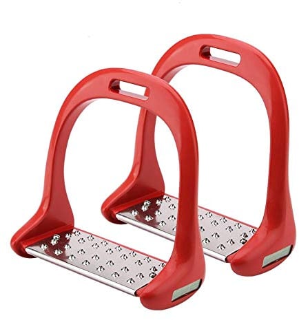 HEEPDD Steigbügel für Sattel, 5Farbe Premium-Sicherheitsreflex 3D-Breitspur Aluminium Druckguss Farbiger Paint Steigbügel [rot] Schuhe