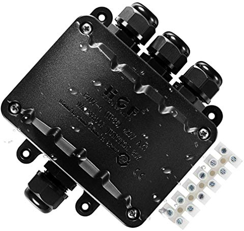 4 Wege Abzweigdose, IP66 Wasserdicht Kabelverbinder, Schwarz Wetterfester Erdkabel Elektrischer Verteilerdose für Kabel