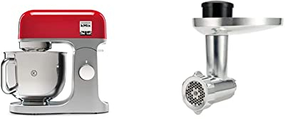 Kenwood kMix KMX750RD - Robot de Cocina, 1000 W, Bol 5 l con Asa, Incluye: Gancho Amasar, Batidora Varillas, Batidora K, Color Rojo + Kenwood KAX950ME - Accesorio picador de carne