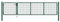 vidaXL Puerta Valla Metálica Jardín Acero Anticorrosión Verja Llave Cerradura 4 Paneles Rejilla + 2 Postes Integrados Cercado Vallado Verde 350x75 cm