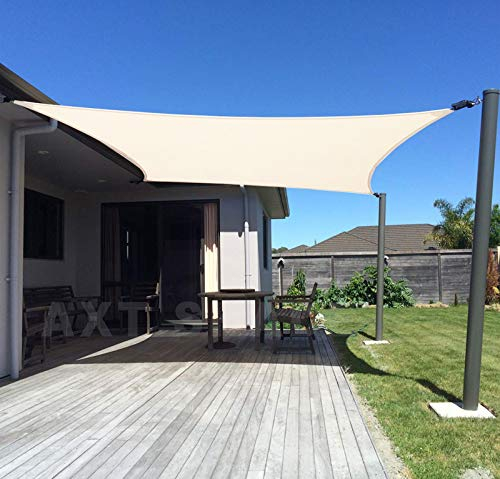 AXT SHADE Toldo Vela de Sombra Rectangular 4x5m Protección Rayos UV y HDPE Transpirable para Exterior Terraza Patio Jardín-Crema