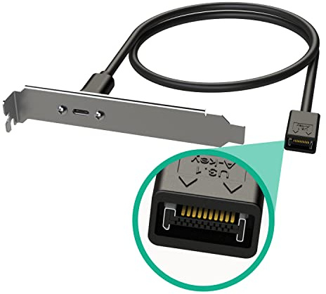 LINKUP - Interne USB-3.2 Gen2 2 x 2 20 Gbps USB-C ┃ 20 – A-Key-Stecker mit Deckel auf USB-C-Buchse mit PCI-Halterung – 100 cm