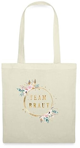 Spreadshirt JGA Junggesellinnenabschied Team Braut Gold Blumenkranz Einkaufstasche, One size, Natur