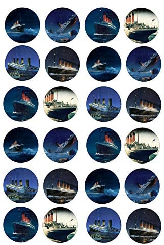 Titanic Style edible Wafer Card 24 pre cut Cupcake Toppers
