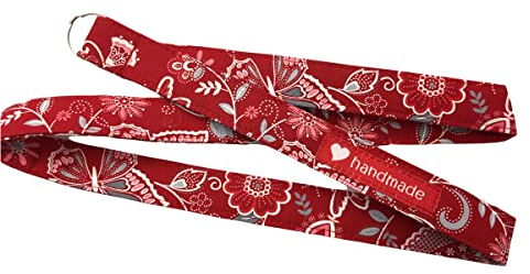 Schlüsselband - Blumen & Schmetterlinge - rot