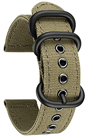 BINLUN Segeltuch Uhrenarmband 18mm 20mm 22mm 24mm Stoff Uhrenarmbänder Schnellverschluss Smartwatch Armband Ersatzarmbänder Militär Uhrband Sailcloth Outdoor Strap Textil für Herren