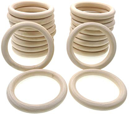 JZK 20 x 8cm Natürlich Holzringe Großer zum basteln, unfertiger holzring für Makramee spielbogen blumenampel greifling, runde Holzreifen hölzern Ring für Pflanzentopfhalter