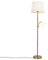 Qazqa - Klassisch I Antik Klassische Stehlampe bronzefarbener Stoffschirm weiß mit Leselampe - Retro I Wohnzimmer I Schlafzimmer - Stahl Länglich - LED geeignet E27