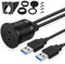 TNP USB C Einbaubuchse Kabel - 2m, Kfz USB 3.0 Einbau Buchse Kabel, USB Typ C Verlängerungskabel, USB Armaturenbrett Kabel, 2x Typ A Stecker auf 2x Typ C Buchse für Auto, LKW, Boot, Motorrad, schwarz