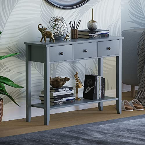 Vida Designs Console, Gris, 3 Drawer