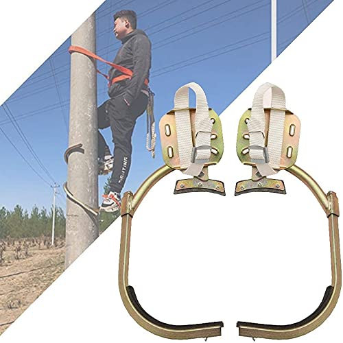 LIJBN Crampons Tree Climbing Irons, Stainless Steel Tree Climbing Equipment, Adjustable Pole Climbing Spikes for Electrical Workers, Climbing Pole, Water Pipe Climbing, 550 model