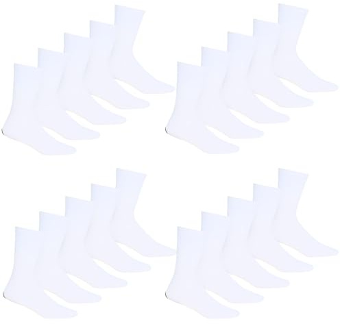 10/20 Pairs Mens Sports Socks Cotton Rich Shoe Size 6-11 | Cushioned sports socks (WHITE)