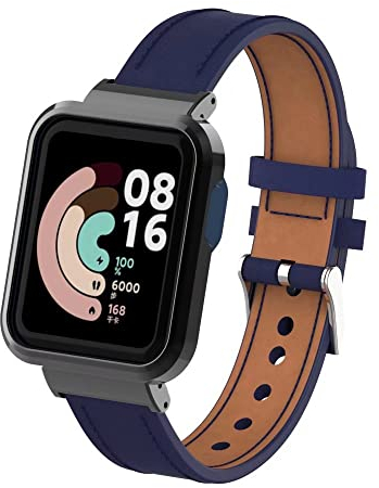nuosiweilang Kompatibel Für Xiaomi Mi Watch Lite Armband,Sport Leder Uhrenarmband Armband Ersatzarmband Für Mi Watch Lite/Redmi Watch Männer und Frauen,Dunkelblau