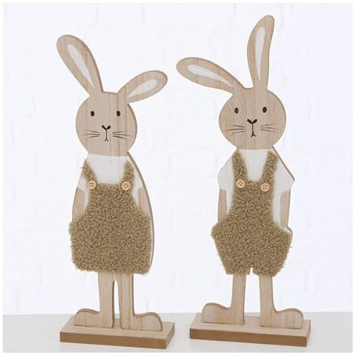 260912 Deko Hase Felyna 35cm braun Holz Junge Mädchen mit Fell Osterdeko Geschen
