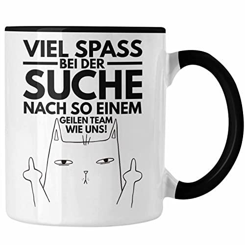 Trendation - Jobwechsel Tasse Geschenk Neuer Job Abschied Abschiedsgeschenk Kollege Kollegin (Schwarz)