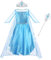 Vicloon ELSA kostüm mädchen, 3pcs ELSA Kleid Kinder Set mit Krone Diadem Zauberstab,Halloween Weihnachten Geburtstag Party Kostüm,kostüm mädchen-Blue