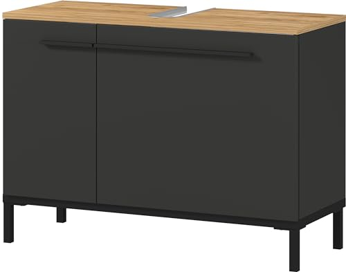 Germania WB-Unterschrank 2670-549 GW-Yonkers, in Graphit/Navarra-Eiche-Nb., mit Siphonausschnitt, 80 x 59 x 34 cm (BxHxT)