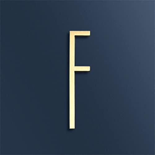 7cm Solid Brass 3D House Plaque Numbers 0-9 Letters A-Z Dash Sign Adhesive Glued Hotel Office Door Number Indoor Mailbox Address Digital Alphabet for Home Outdoor Plates Doorplate Room (F)