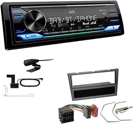 JVC KD-X482DBT 1-DIN Autoradio Media Receiver Digitalradio DAB+ Bluetooth Amazon Alexa USB Einbauset passend für Opel Meriva 2003-2010 Charcoal-metallic