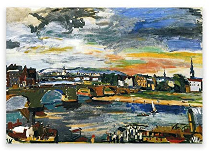 IKYE Oskar Kokoschka Berühmte Gemälde Druck auf Leinwand. Reproduktionen Poster und Drucke. Wohnzimmer-Leinwand-Wandkunst-Dekorationsbild. (Augustus-Brücke) 90 x 135 cm (35,4 x 53,1), rahmenlos