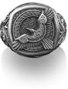 BySilverStone - Tiny Trinity Celtic Raven Square Signet Ring, Viking Norse Mythology, Sterling Silver Mens Rings, Pinky Rings For Women, Ferngeschenke