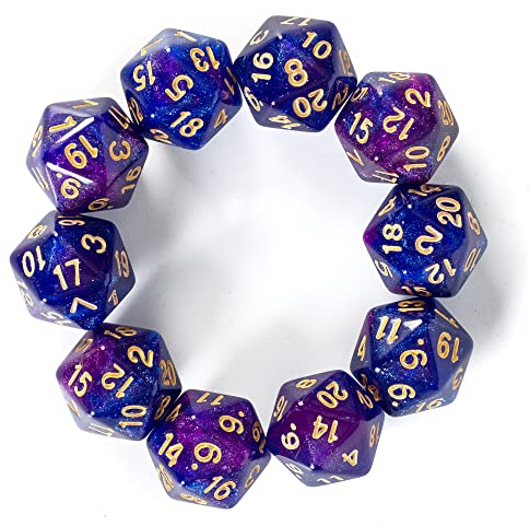 SmartDealsPro Confezione da 10 dadi poliedrici D20 a 20 facce per giochi da tavolo DND RPG MTG (colore 7)