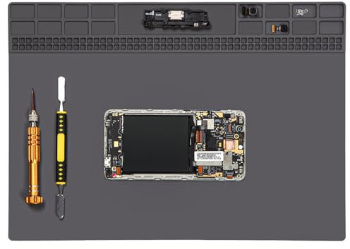 Premium Heat Resistant 932°F Silicone Soldering Mat for BGA and Gun Soldering Iron, Enlarge Working Area Electronic Repair Work Mat, Silicone Repair Mat with Magnetic Area, Cell Phone Laptop Repair