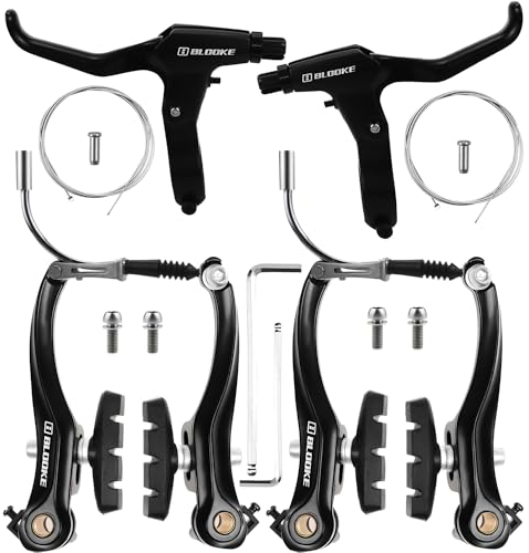 TUZHE Set di freni per bicicletta a V-Brake, universale, per freni anteriori e posteriori, per mountain bike e bici da corsa (nero) (2 paia di freni per bicicletta)