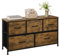 WOLTU Meuble de Rangement à 2 Niveaux, Commode 5 Tiroirs en Tissu, Style Industriel, en Bois d'Ingénierie, Cadre en Métal, Marron Rustique, 100x30x54cm, SSK005hov