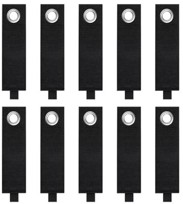 10 Stück Wiederverwendbare Kabelriemen mit öse, Verlängerungs kabelhalter, Verlängerungs Aufbewahrungsgurte,Hakenschlaufen Kabelbinder mit Tülle für Gartenschlauch, Seile, Kabel