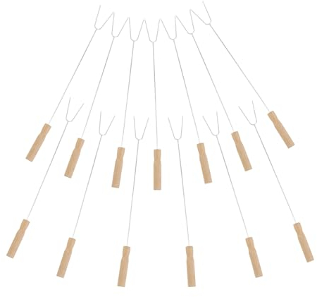 15PCS Barbecue Fork Marshmallow Roasting Sticks Outdoor Stainless Steel Hot Dog Fork with Handle for Camping Bonfire Fireplace