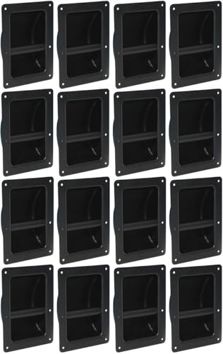 Adam Hall 16 x Schalengriff 3402 Stahl 220 x 164 mm schwarz Boxengriff Tragegriff Griffschale Griff PA Fightcase