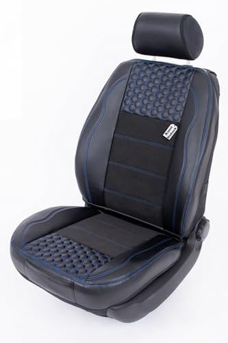 Piton Hexagony Nubuck Blue Sitzauflage Auto, Autositzschoner, Sitzschoner Auto, hermittel in der EU, universeller Sitzbezug, Sitzschutz kompatibel mit den meisten Autos und SUV