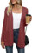 Yommay Cardigan da donna sciolto casual leggero da donna a maniche lunghe con scollo a V maglioni lavorati a maglia con tasche, Z Rosso Scuro, XL