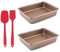 2 moldes rectangulares para tartas de 8 pulgadas, antiadherentes, bandeja para hornear pastelería, horno, cocina, molde para pan tostado, molde rectangular para hornear, cuchara + cepillo de aceite
