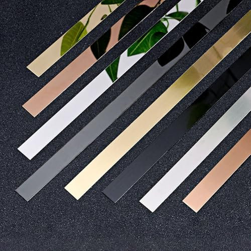 LKYJD Garniture métallique autocollante flexible pour plafond en acier inoxydable - Décollez et collez - Argent métallisé - Cadre miroir - 9 mm x 20 m
