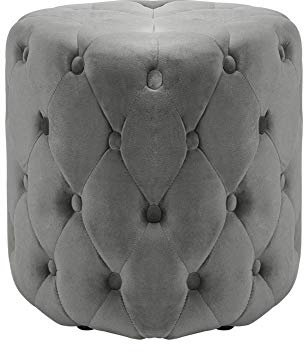 Fußstütze Tiefe Geknöpfte Runde Ottoman Hocker Sitz Multifunktionaler Fußhocker Stuhl Bett Ende Hocker Brust Melken Hocker Füße(40 Von 40 Von 38 Grau)