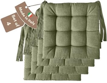 Il Tuo Artigiano Design 4 Stuhlkissen im Set, 40 x 40 cm 6 cm dick, Polsterung aus Schaumstoff und weichem Acryl, Sitzkissen Stuhl 4er Set, Stuhlkissen Outdoor 40x40 (4, Khaki)